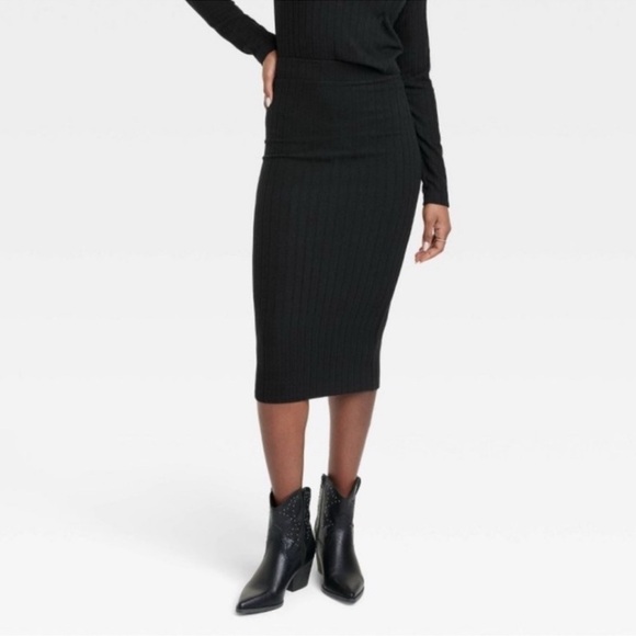 Universal Thread Black Pencil Midi Skirt for Work - Picture 1 of 4